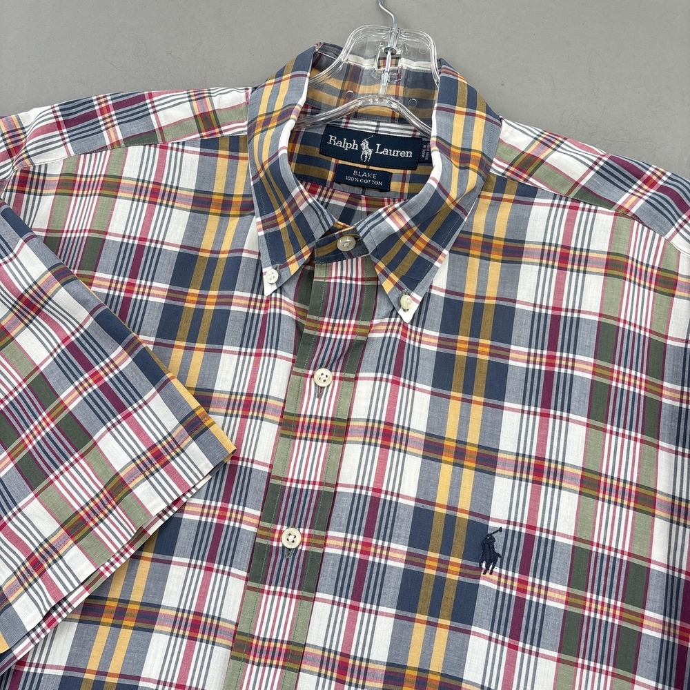 Ralph Lauren Shirt Men Large Multicolor Plaid Blake Button Down Madras Blake VTG